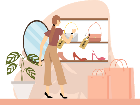 Girl buying fashion accessories  Illustration