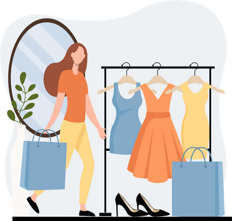 Girl buying fashion accessories Illustration