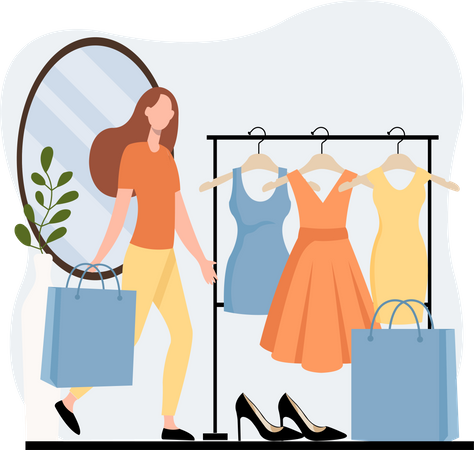 Girl buying fashion accessories  Illustration