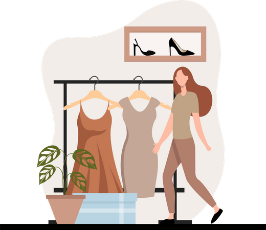 Girl buying fashion accessories  Illustration