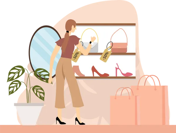 Girl buying fashion accessories  Illustration