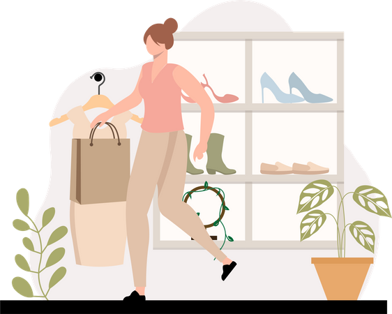 Girl buying fashion accessories  Illustration