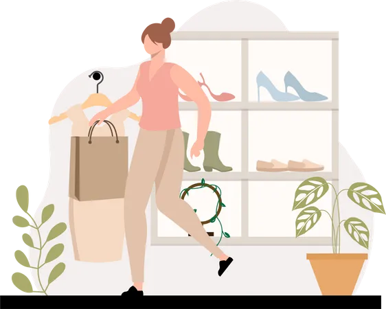 Girl buying fashion accessories  Illustration