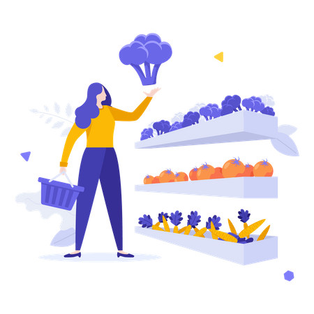 Girl buying grocery  Illustration