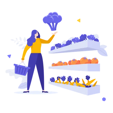 Girl buying grocery  Illustration