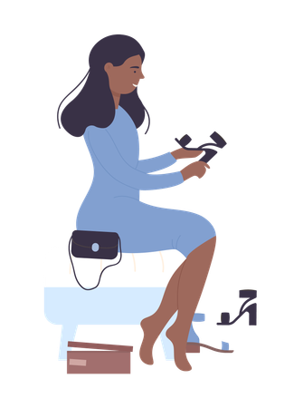 Girl buying heels  Illustration