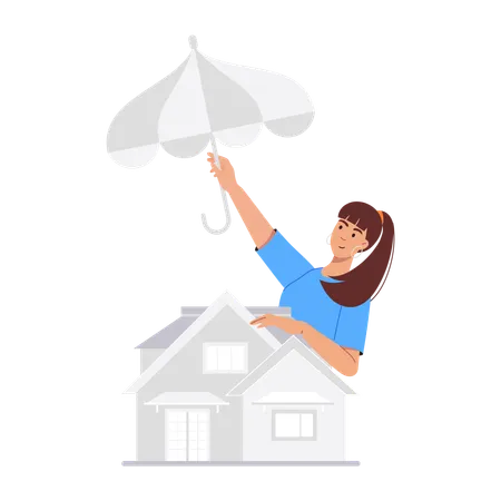 Girl buying Home Insurance  Illustration