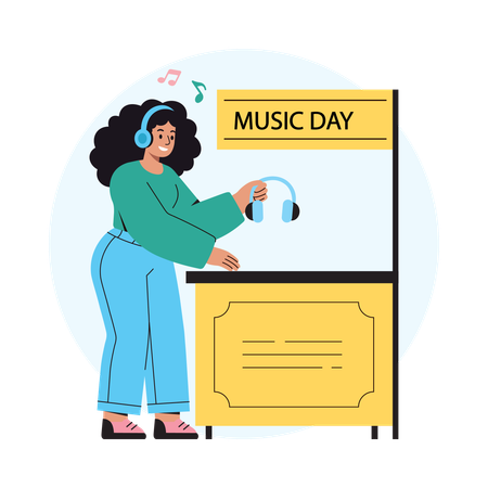 Girl Buying Music Concert Ticket  Illustration