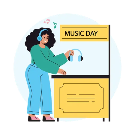 Girl Buying Music Concert Ticket  Illustration
