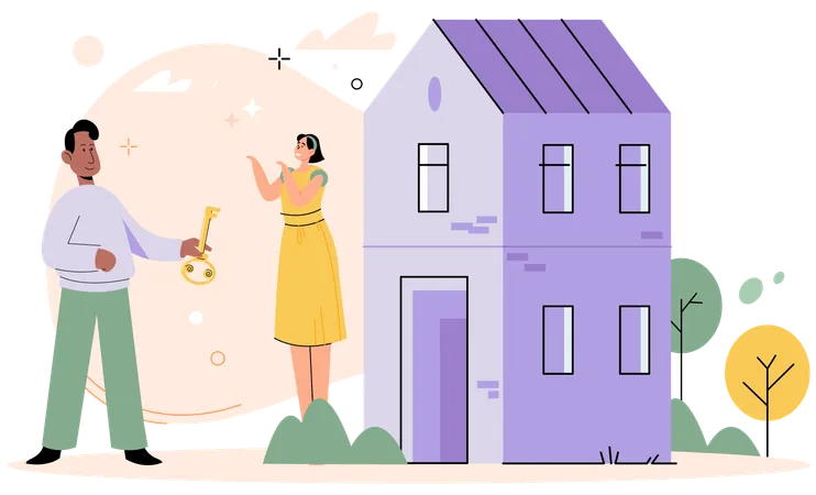 Girl buying new apartment  Illustration