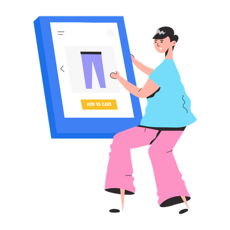 Girl buying Online Clothing  Illustration