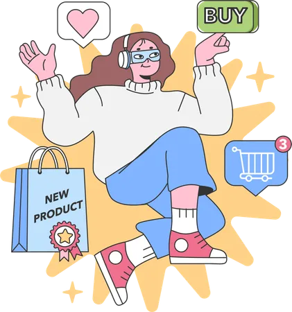 Girl buying product online  Illustration