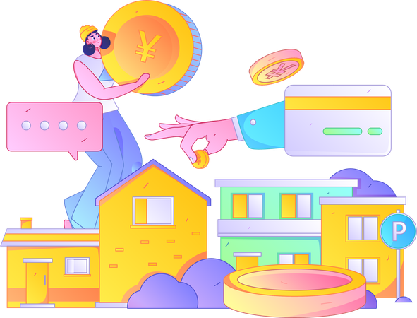 Girl buying property  Illustration