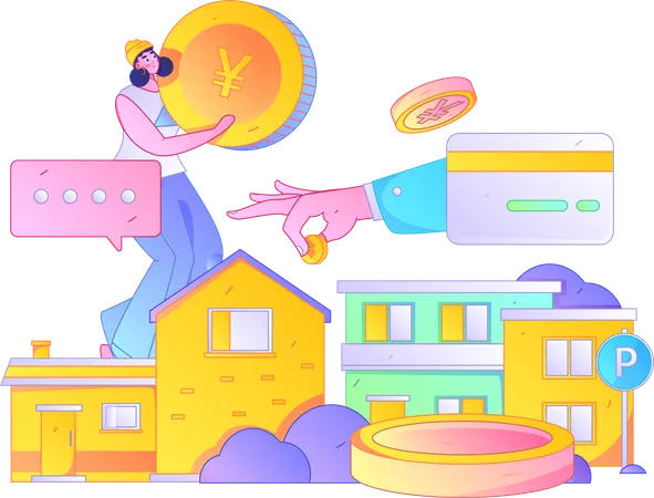 Girl buying property  Illustration