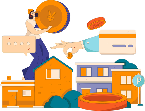 Girl buying property  Illustration