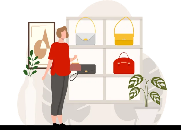 Girl buying purse  Illustration