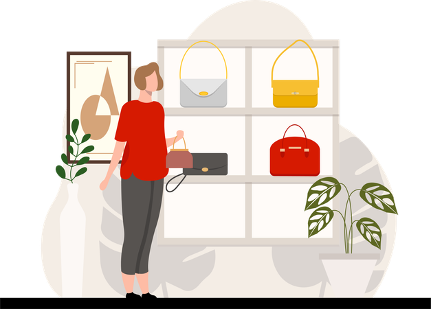 Girl buying purse  Illustration