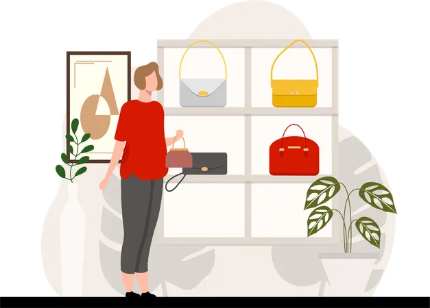 Girl buying purse  Illustration