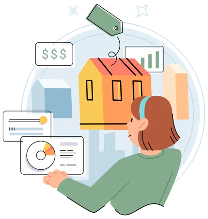 Girl buying real estate property  Illustration