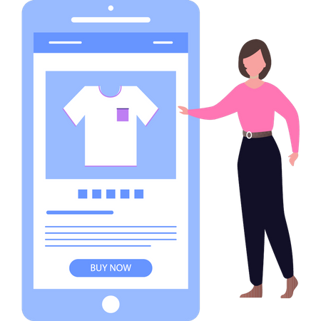 Girl buying shirt online  Illustration