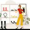 illustrations for woman buying shoes