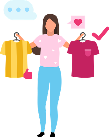 Girl buying t shirt Illustration