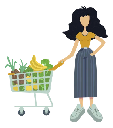 Girl buying vegetable for meal  Illustration