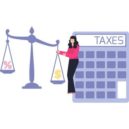 Girl Calculating Tax  Illustration