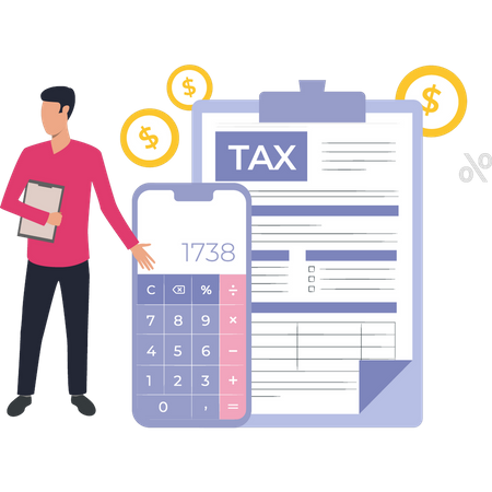 Girl Calculating Tax  Illustration