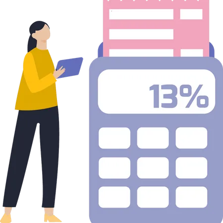 The Girl Is Calculating The Tax Illustration