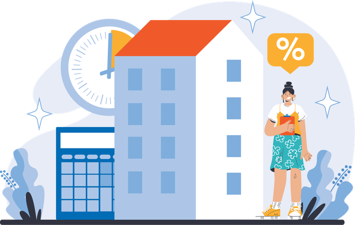 Girl calculation home budget  Illustration