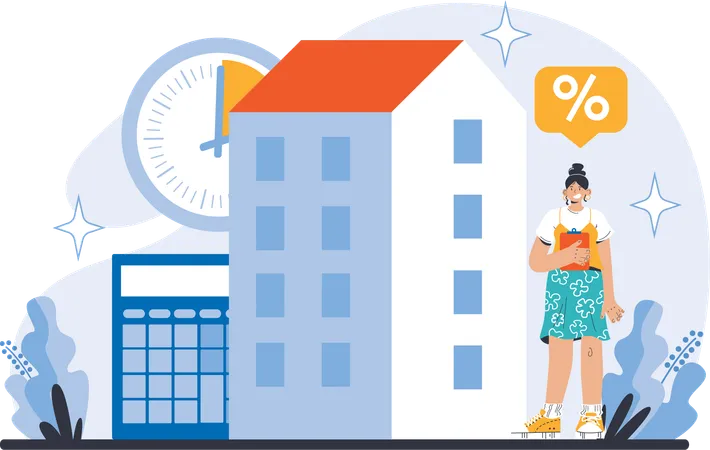Girl calculation home budget  Illustration