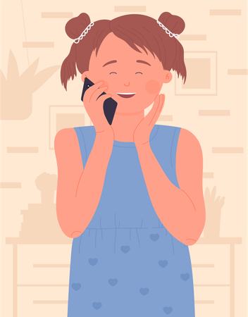Girl Calling On Phone  Illustration