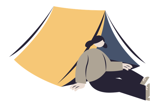 Girl Camping  Illustration