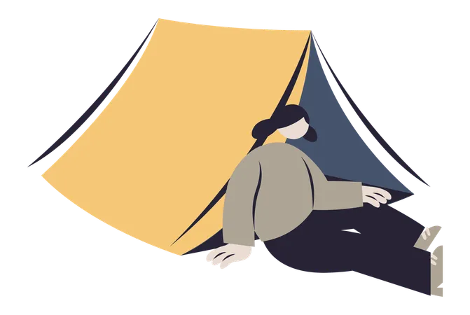 Girl Camping  Illustration