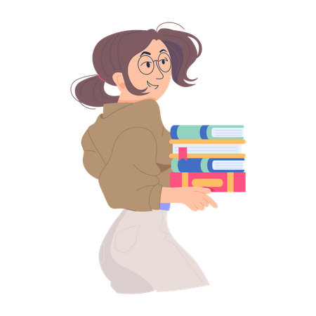 Girl carrying books  Illustration