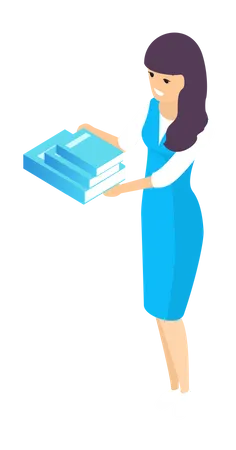 Girl carrying books for exam preparation  Illustration