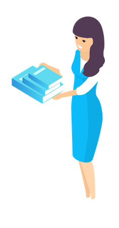 Girl carrying books for exam preparation  Illustration