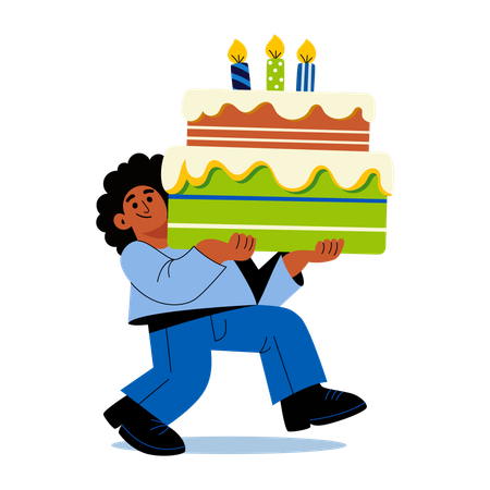 Girl carrying cake  Illustration