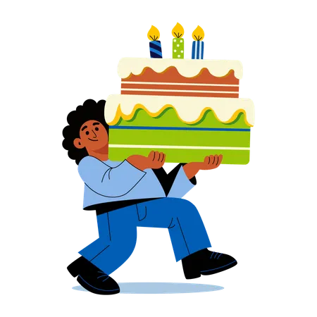 Girl carrying cake  Illustration