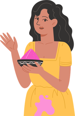 Girl carrying color plate  Illustration