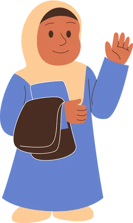 Girl carrying mukena and quran  Illustration