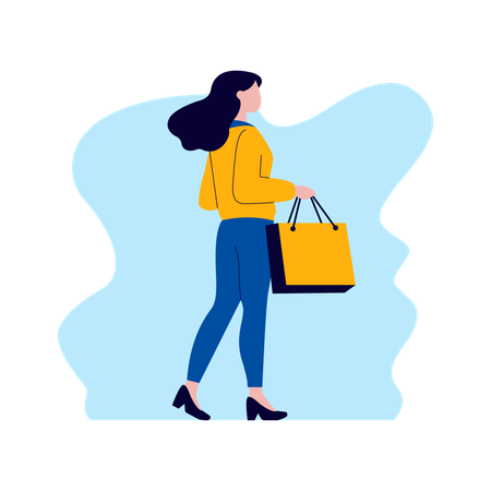 Girl carrying shopping bag  Illustration