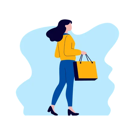 Girl carrying shopping bag  Illustration