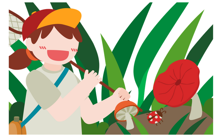 Girl catching bugs  Illustration