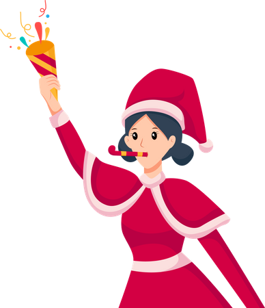 Girl celebrate christmas  Illustration