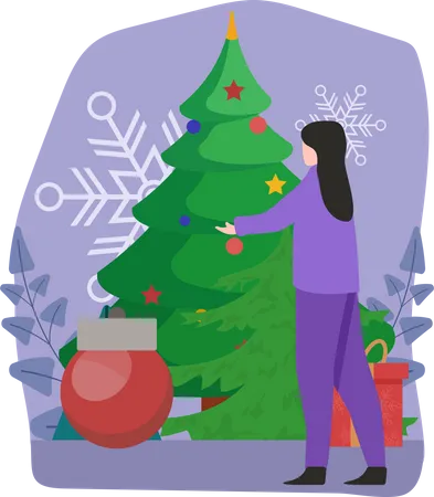 Girl celebrate christmas  Illustration