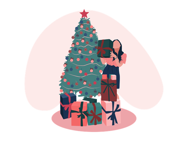 Girl celebrate christmas  Illustration