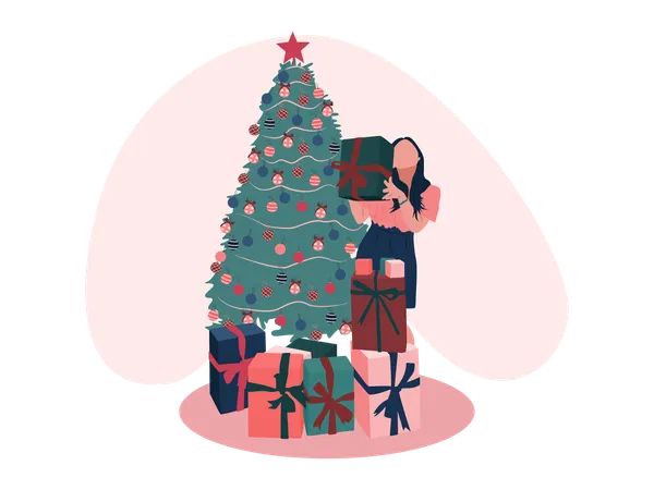 Girl celebrate christmas  Illustration