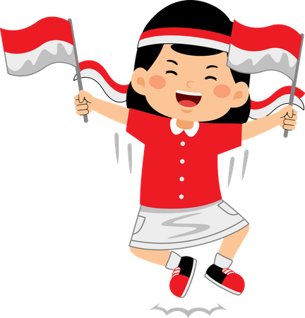 Girl celebrate Indonesia Independence Day  Illustration